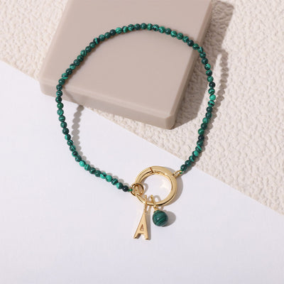 Gemstone Charm Lock Bracelet 2mm