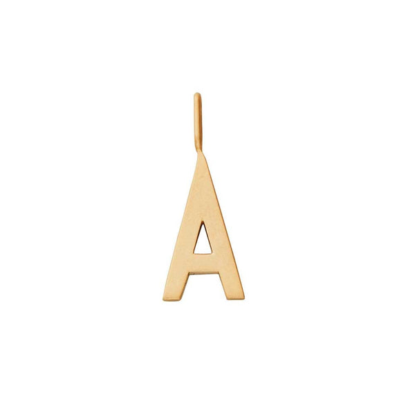 Bogstavvedhæng i guld, 16mm, til personlig halskæde – Design Letters
