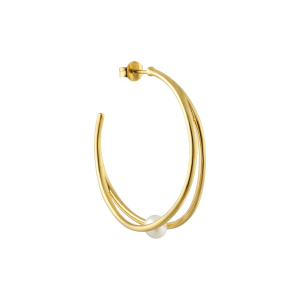 Pearl Drop Double Hoop