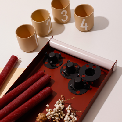 Advent Set Beige Mini Cups + Candle Holders