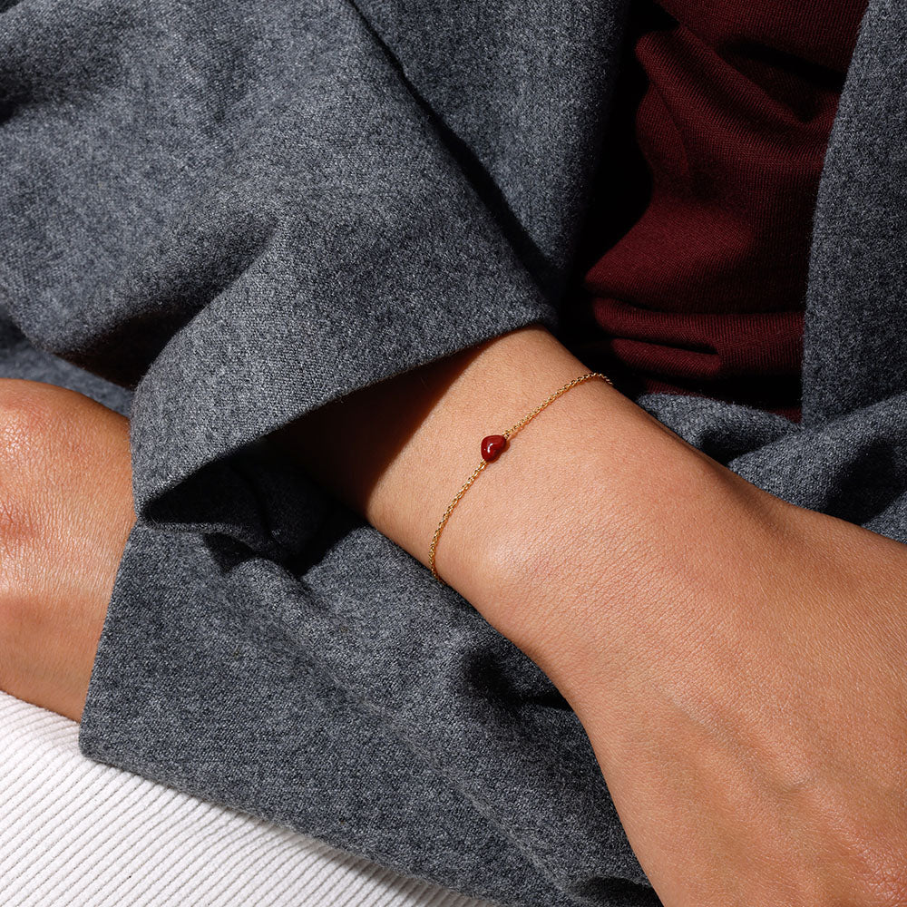 Little Big Love Bracelet Burgundy - Goldplated
