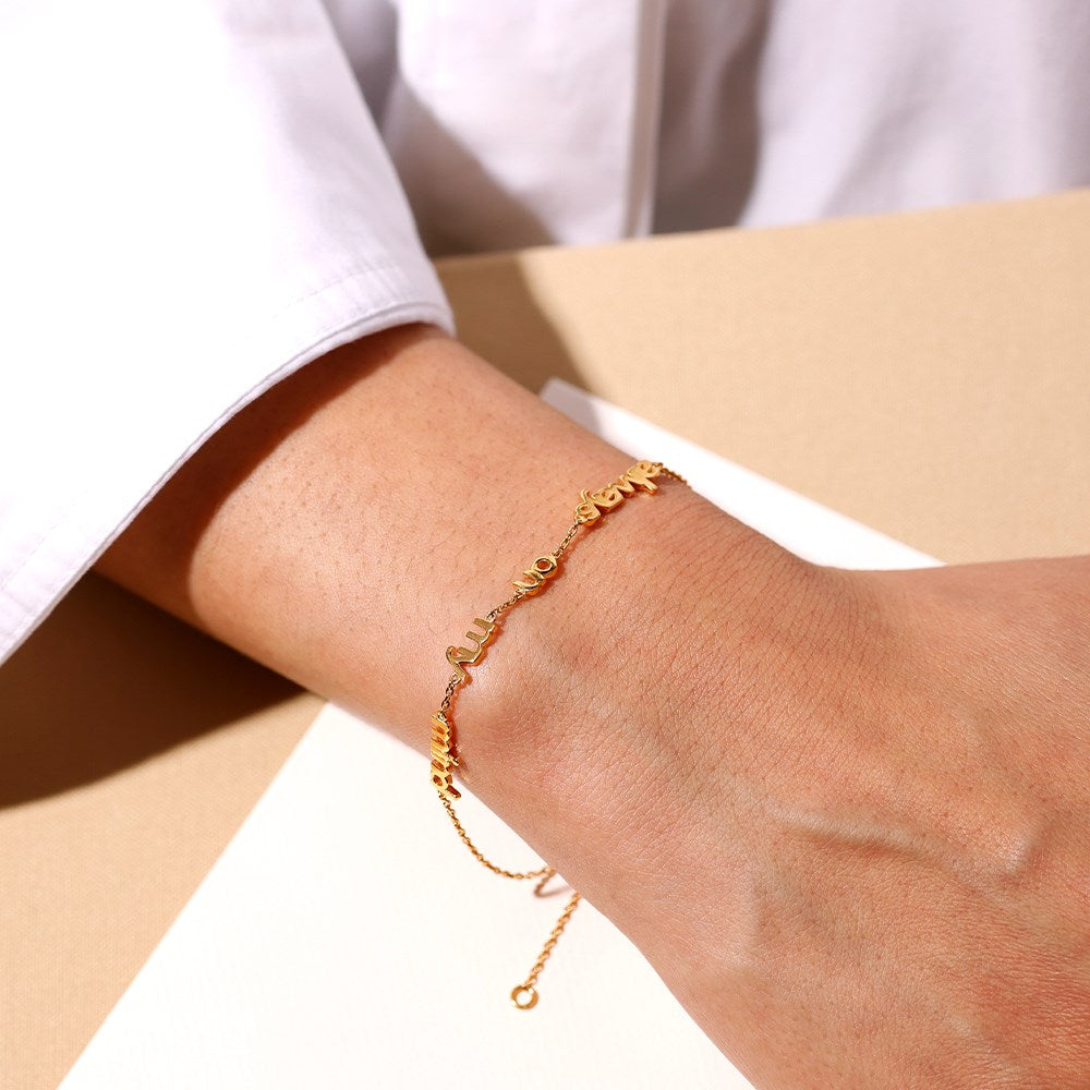 Vocabulary bracelet, gold plated